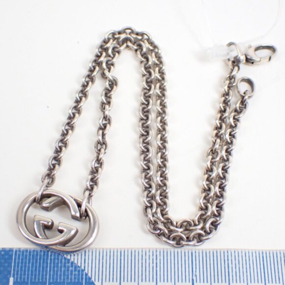 Gucci Silver Interlocking GG Pendant Necklace Silvery - Picture 1 of 6